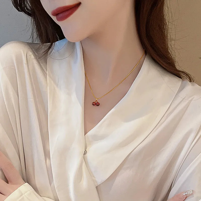 Red Cherry Pendant Necklace